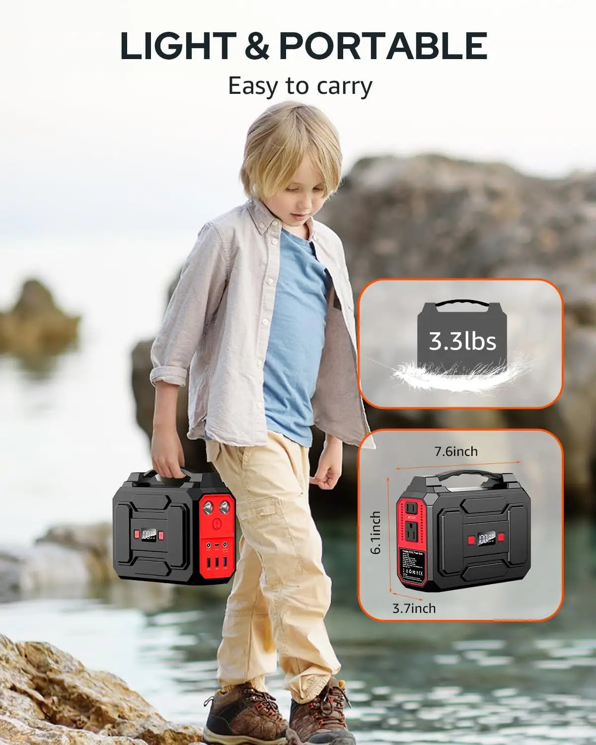 200W Peak Solar Generator with 40W Panel, 146Wh Portable Power Station for Camping & Home Use