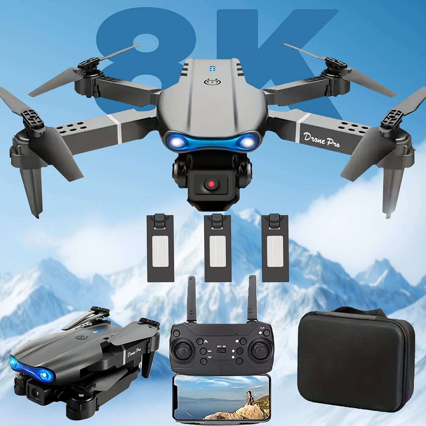 Drones Suitable for Beginners, Remote Control Drone Models: E88, E99 And S2, E99 Non Camera Versions, Foldable Design. E88 And E99 Have Different Model Options, While S2 Is Equipped with An Upgraded Brushless Motor. Equipped