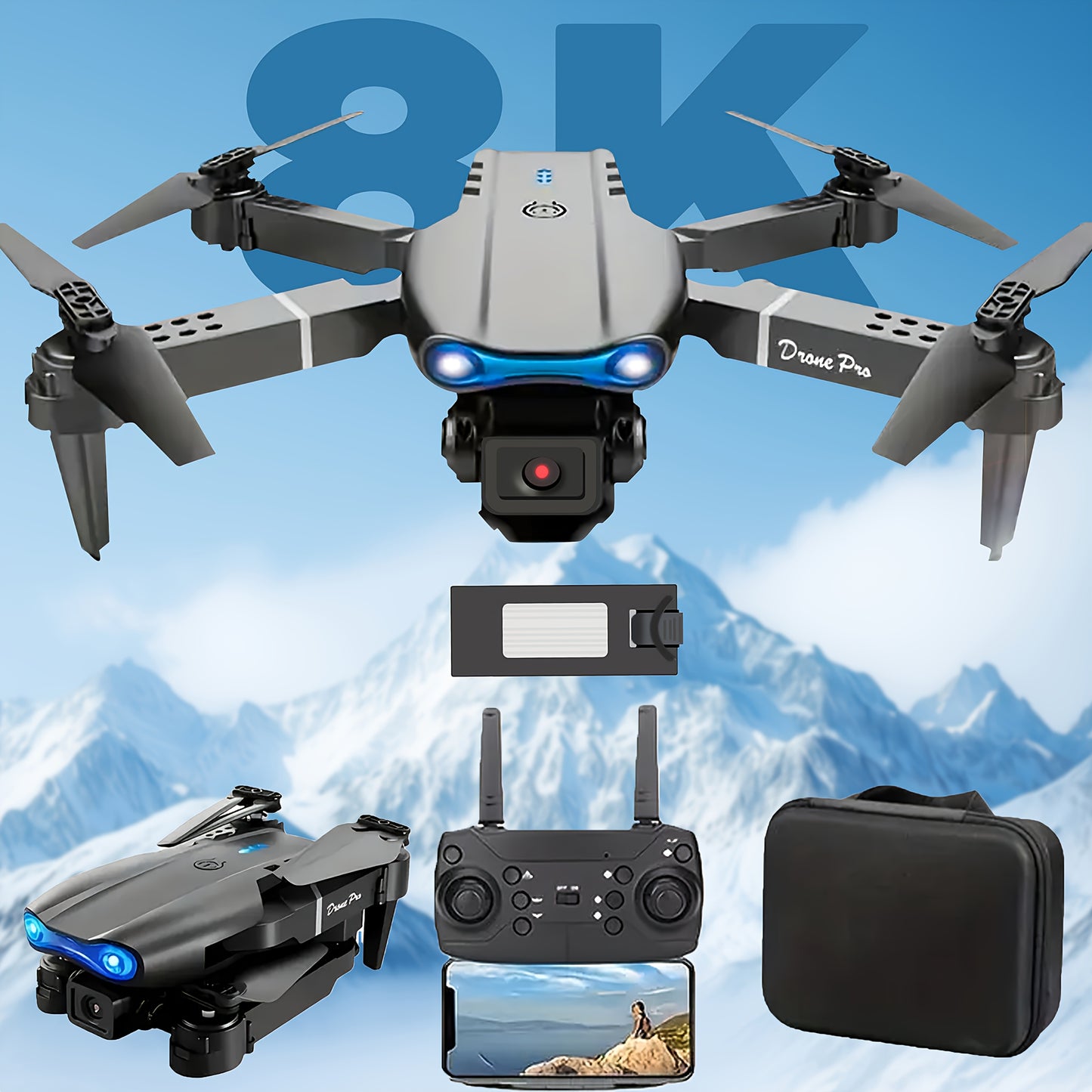 Drones Suitable for Beginners, Remote Control Drone Models: E88, E99 And S2, E99 Non Camera Versions, Foldable Design. E88 And E99 Have Different Model Options, While S2 Is Equipped with An Upgraded Brushless Motor. Equipped