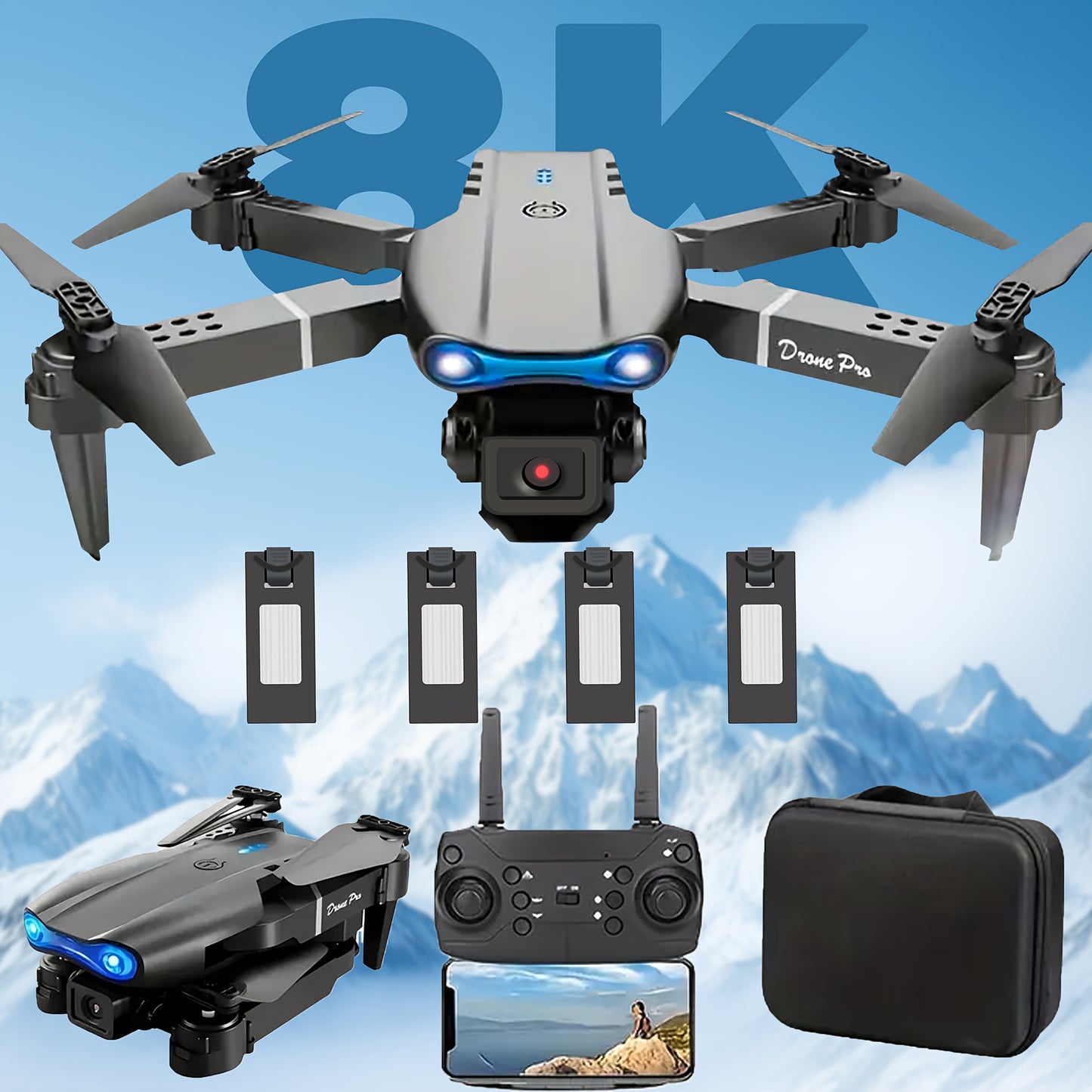 Drones Suitable for Beginners, Remote Control Drone Models: E88, E99 And S2, E99 Non Camera Versions, Foldable Design. E88 And E99 Have Different Model Options, While S2 Is Equipped with An Upgraded Brushless Motor. Equipped
