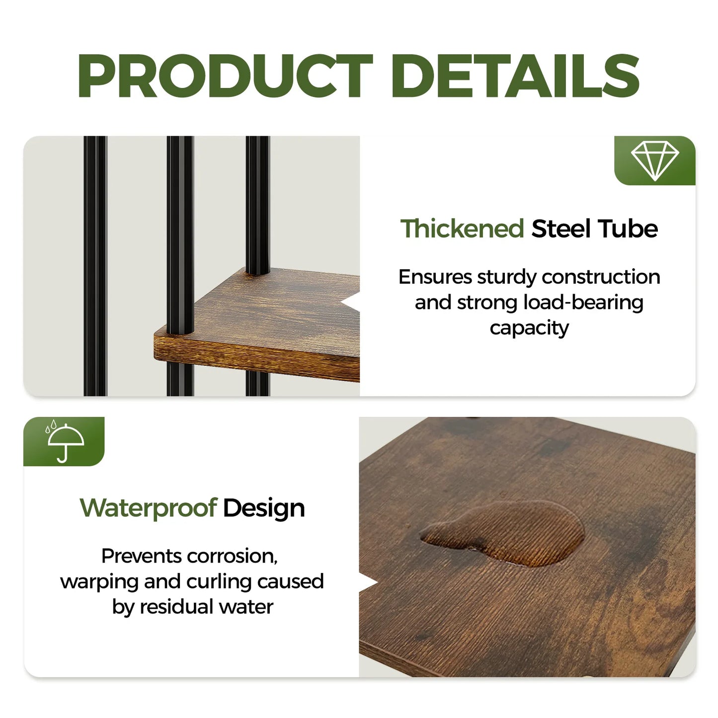 Brown Bamworld 5 Tier Metal Plant Stand Indoor Corner Shelf For Multiple Plants Tiered Flower Pot Holder Patio Garden Balcony