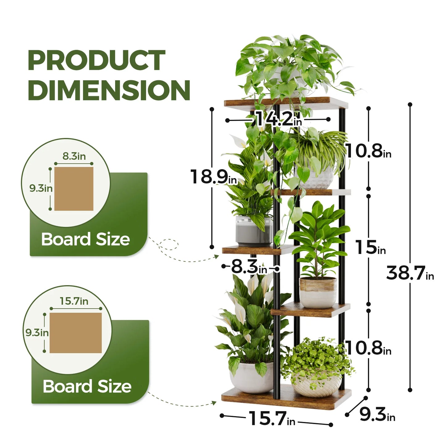 Brown Bamworld 5 Tier Metal Plant Stand Indoor Corner Shelf For Multiple Plants Tiered Flower Pot Holder Patio Garden Balcony