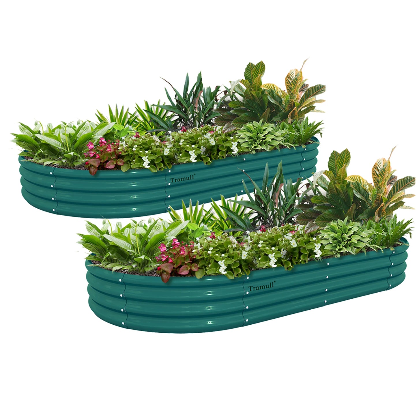 2 Pack 6x3x1FT Galvanized Raised Garden Bed Kit Oval Metal Planter Box Outdoor Planter Raised Beds for Vegetable Flower Herbs