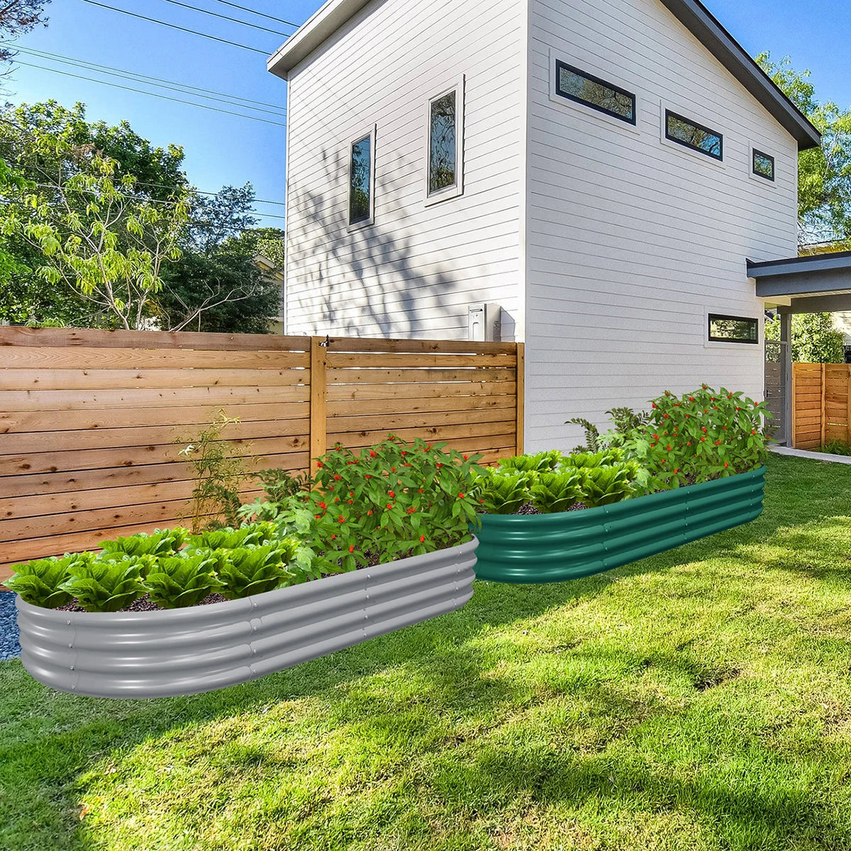 2 Pack 6x3x1FT Galvanized Raised Garden Bed Kit Oval Metal Planter Box Outdoor Planter Raised Beds for Vegetable Flower Herbs