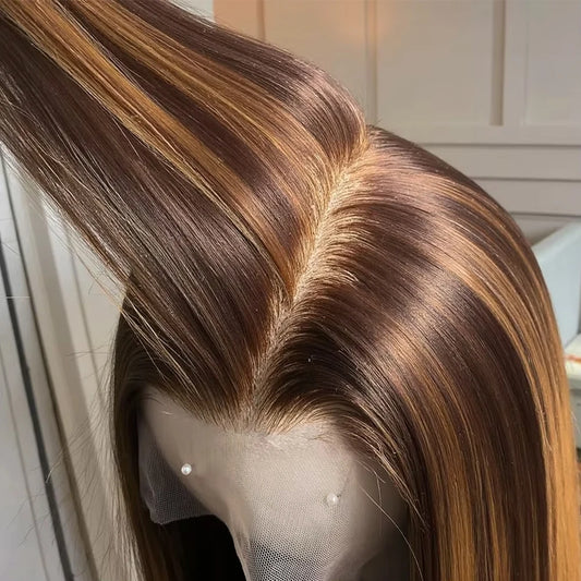 38 40 Inch Highlight 13x6 Straight HD Lace Frontal Wig 100% Human Hair Wigs Colored Ombre Transparent 360 Full Lace Front Wig
