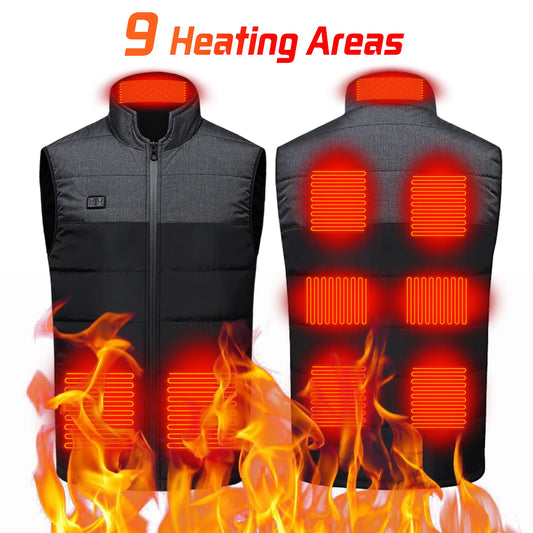 New Heating Vest Color stitching 11 Electric Heating suit Women Flexible Thermal Winter Warm Outdoor vest