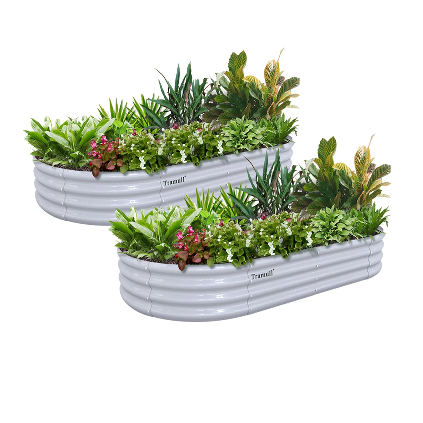 2 Pack 6x3x1FT Galvanized Raised Garden Bed Kit Oval Metal Planter Box Outdoor Planter Raised Beds for Vegetable Flower Herbs