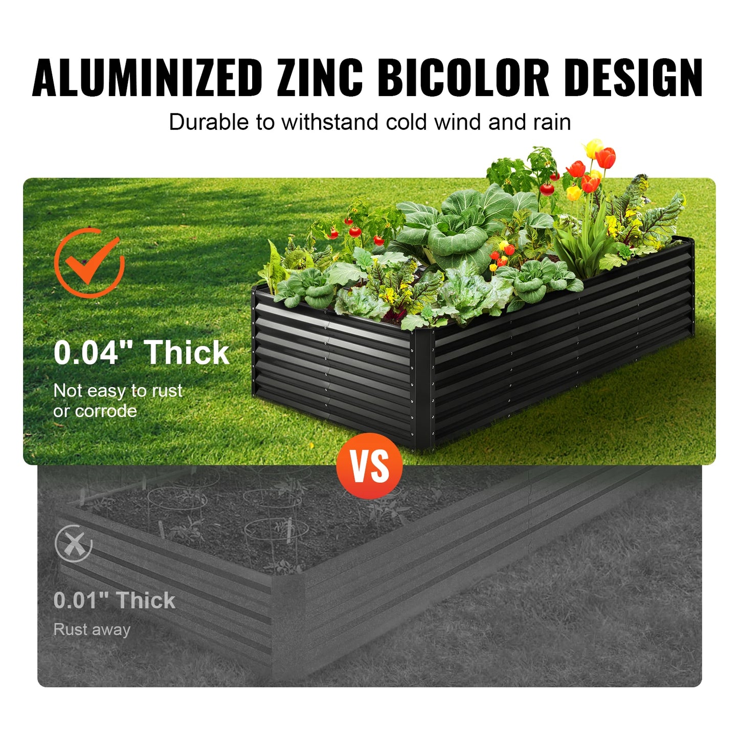 SucceBuy Raised Garden Bed Outdoor Planting Boxes with Open Base for Growing Flowers/Vegetables in Backyard/Garden/Patio/Balcony