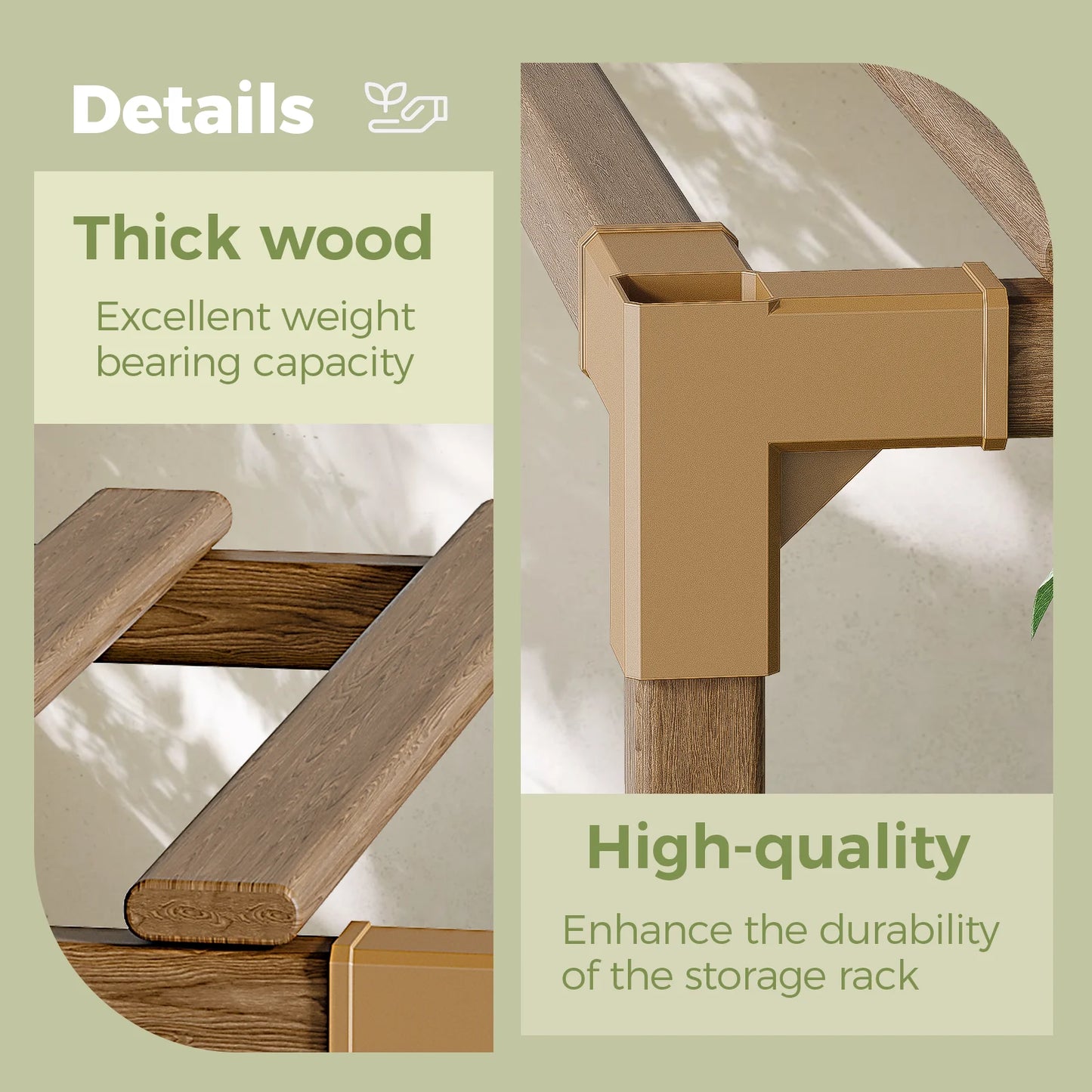 Bamworld Tall Wood Plant Stand Indoor-Outdoor, Multi-Tier Large Flower Shelf Rack for Living Room Patio Balcony Garden Decor