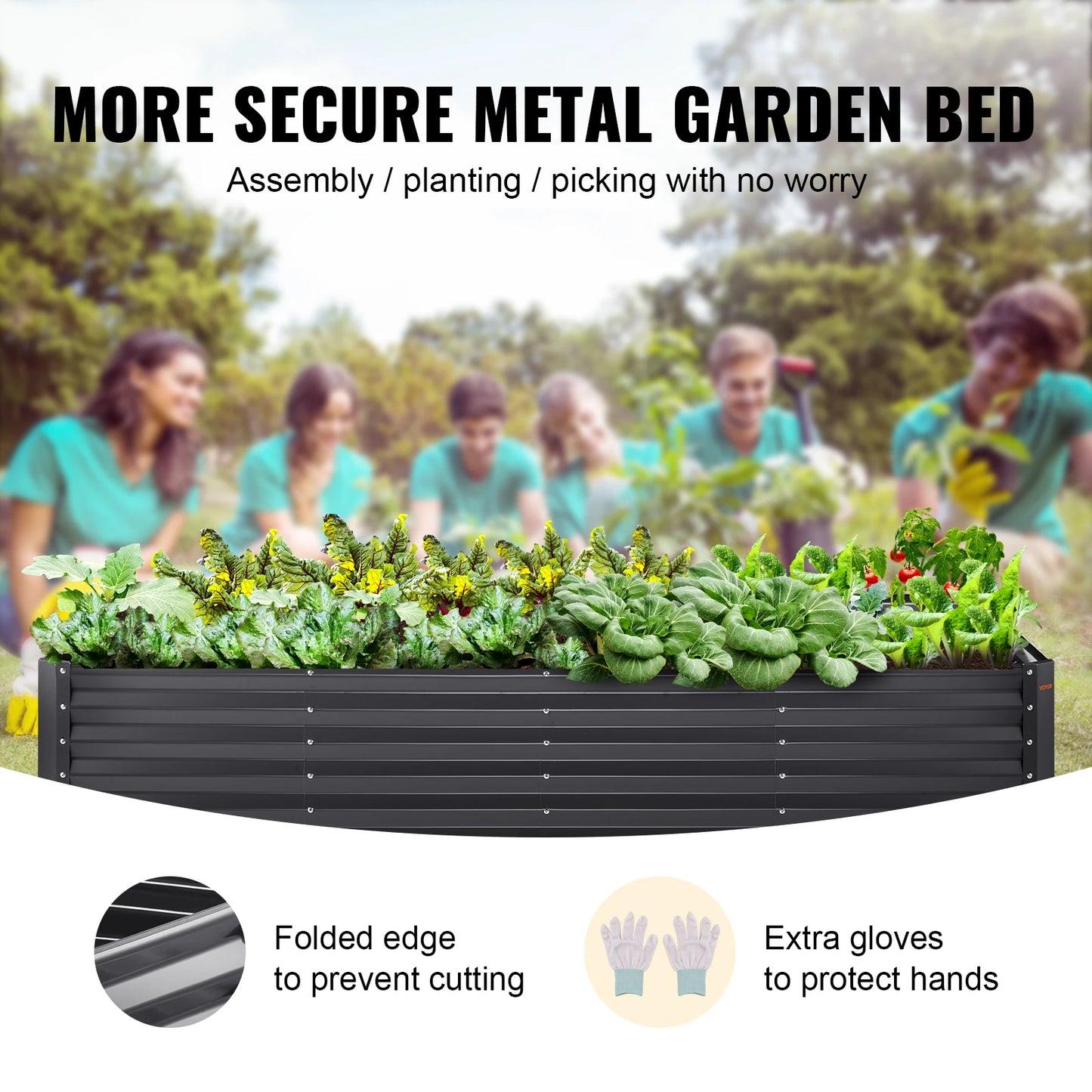 SucceBuy Raised Garden Bed Outdoor Planting Boxes with Open Base for Growing Flowers/Vegetables in Backyard/Garden/Patio/Balcony
