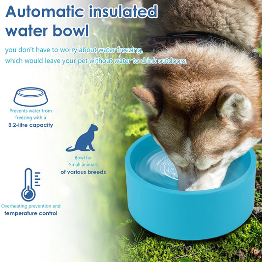 Outdoor Thermal Pet Bowl 108 Oz Heated Pet Water Bowl Outdoor Heated Dog Dish Provides Drinkable Water in Winter for Dog & Cat