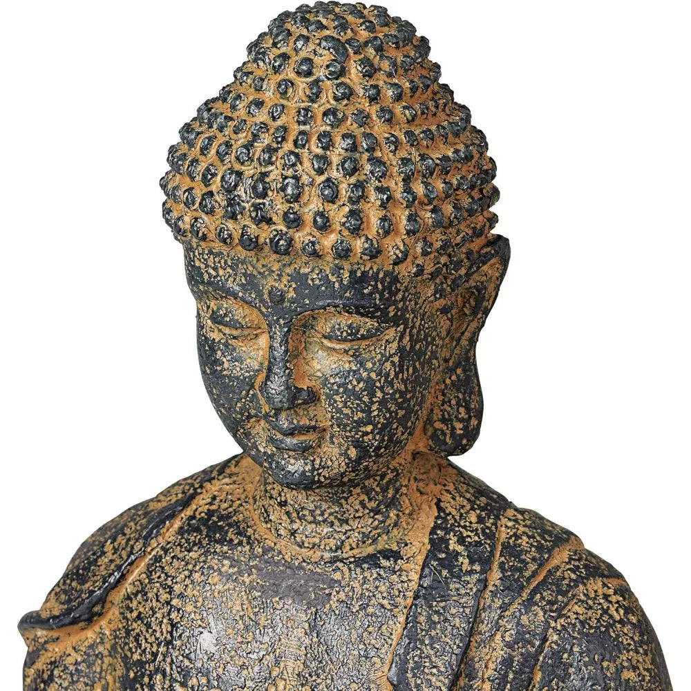 Sitting Buddha Rustic Zen Outdoor Floor Water Fountain 21" High with LED Light Meditation Decor for Garden Patio Backyard Deck H